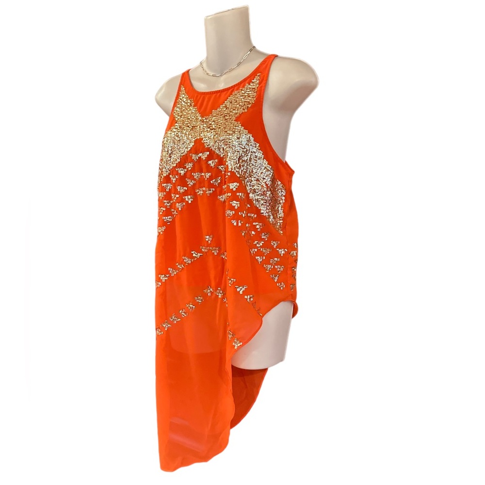 MARCIANO Orange Sequin Tank Top Blouse Tunic‎ - Picture 7 of 14
